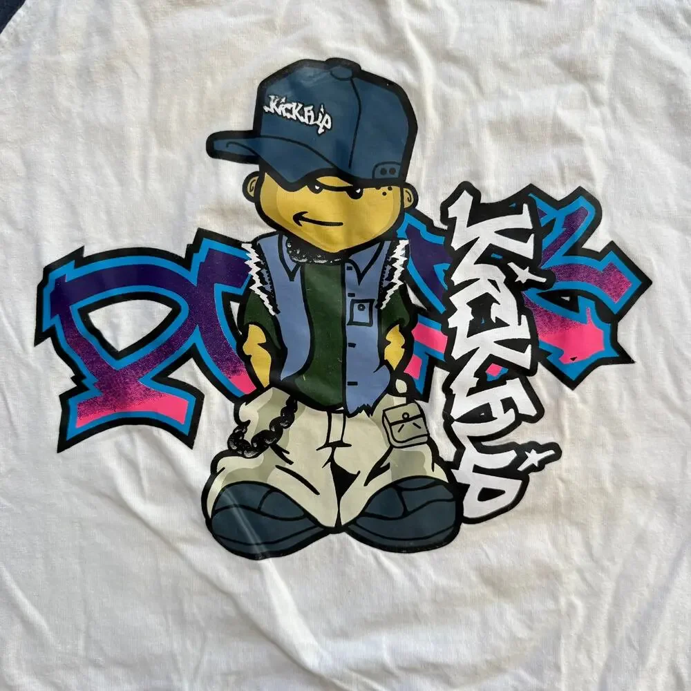 Kick Kid Boys’ Graphic T-Shirt Size‎ 8 - White/Black Streetwear Style